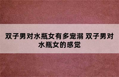 双子男对水瓶女有多宠溺 双子男对水瓶女的感觉